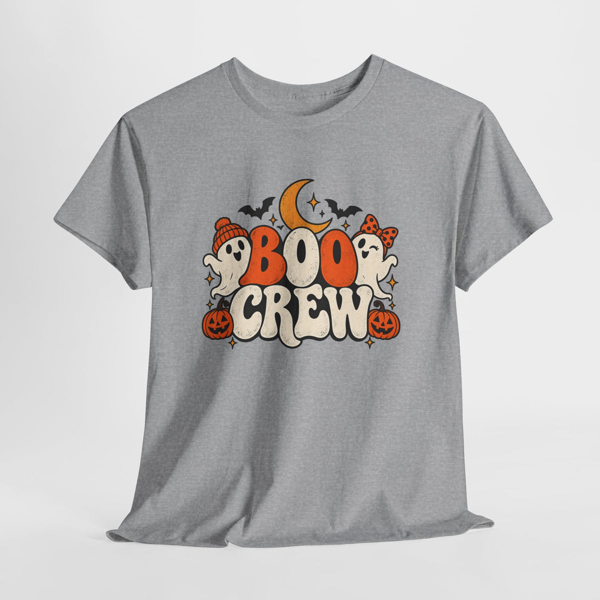 Boo Crew Halloween T-Shirt — Cute Ghosts, Pumpkins & Moon Graphic