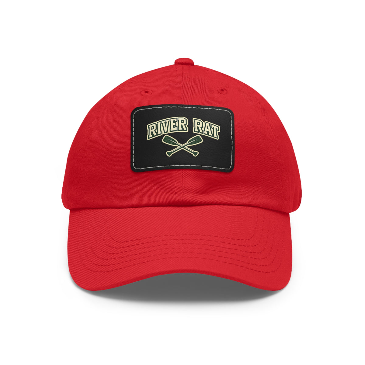 River Rat Leather Patch Dad Hat — Vintage Canoe Oars Cap