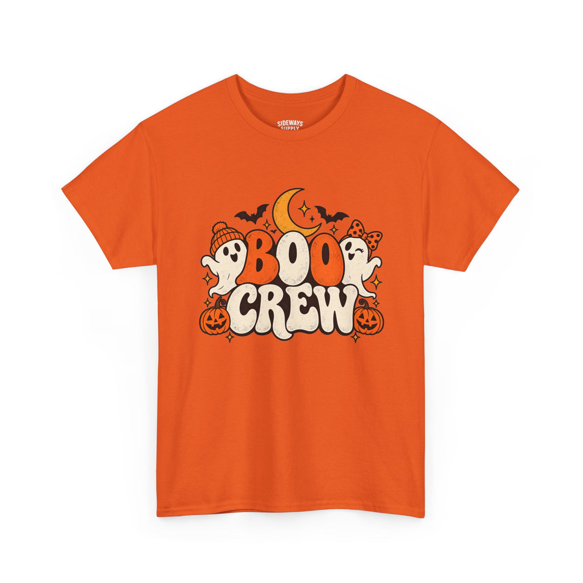 Boo Crew Halloween T-Shirt — Cute Ghosts, Pumpkins & Moon Graphic