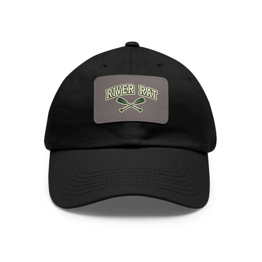 River Rat Leather Patch Dad Hat — Vintage Canoe Oars Cap