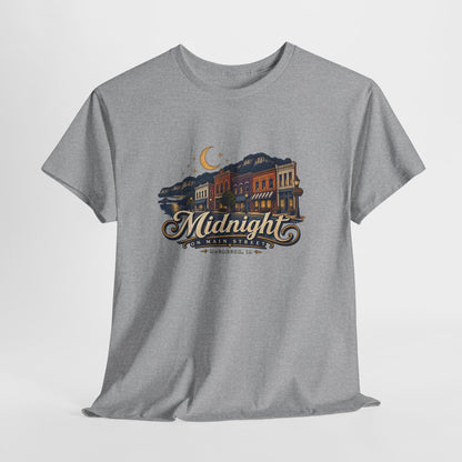 Midnight Main Street Tee – Vintage Nightscape Graphic T-Shirt