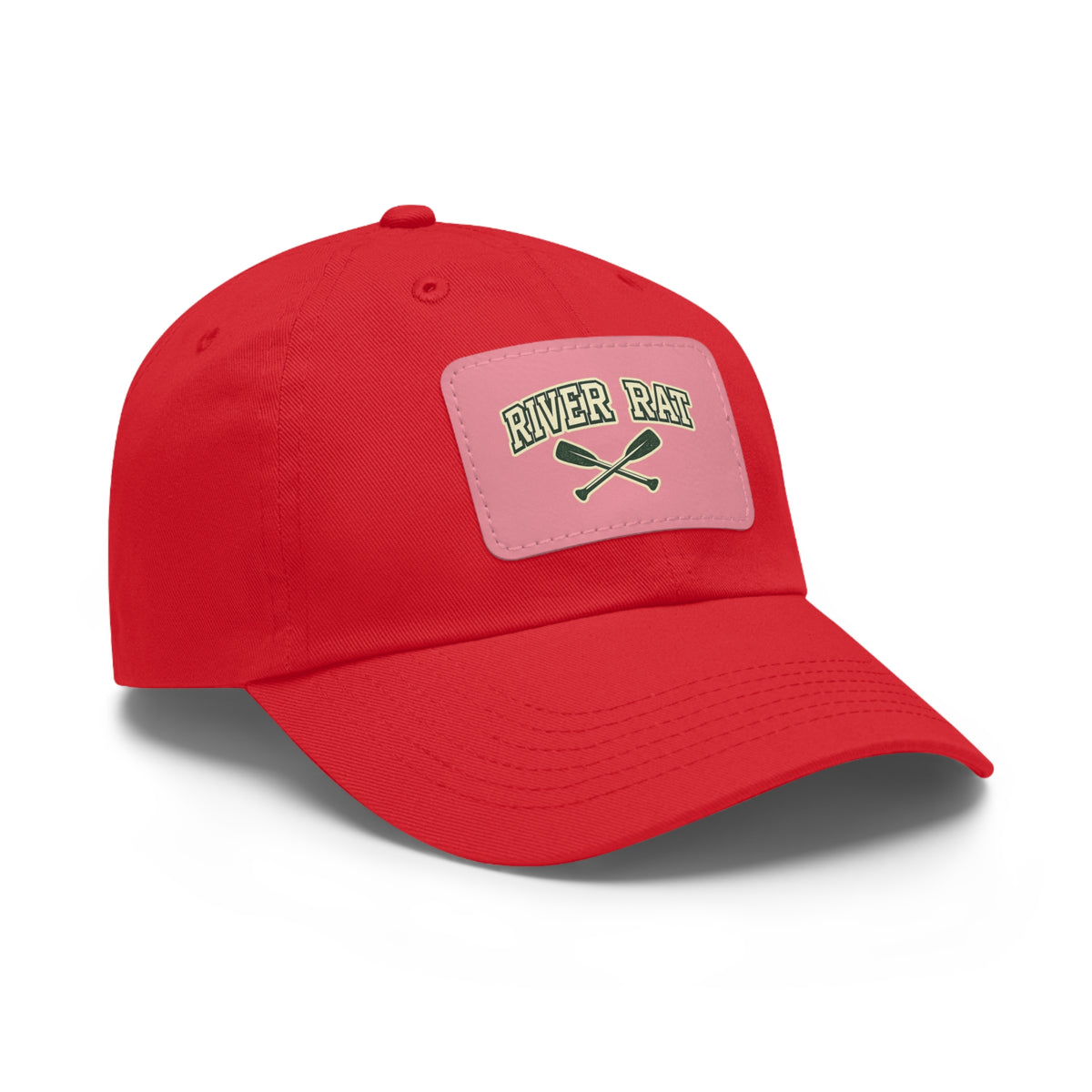 River Rat Leather Patch Dad Hat — Vintage Canoe Oars Cap