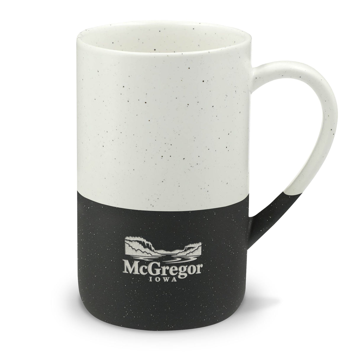 Speckled Two-Tone Ceramic Mug — 13oz Engraved Campfire Design