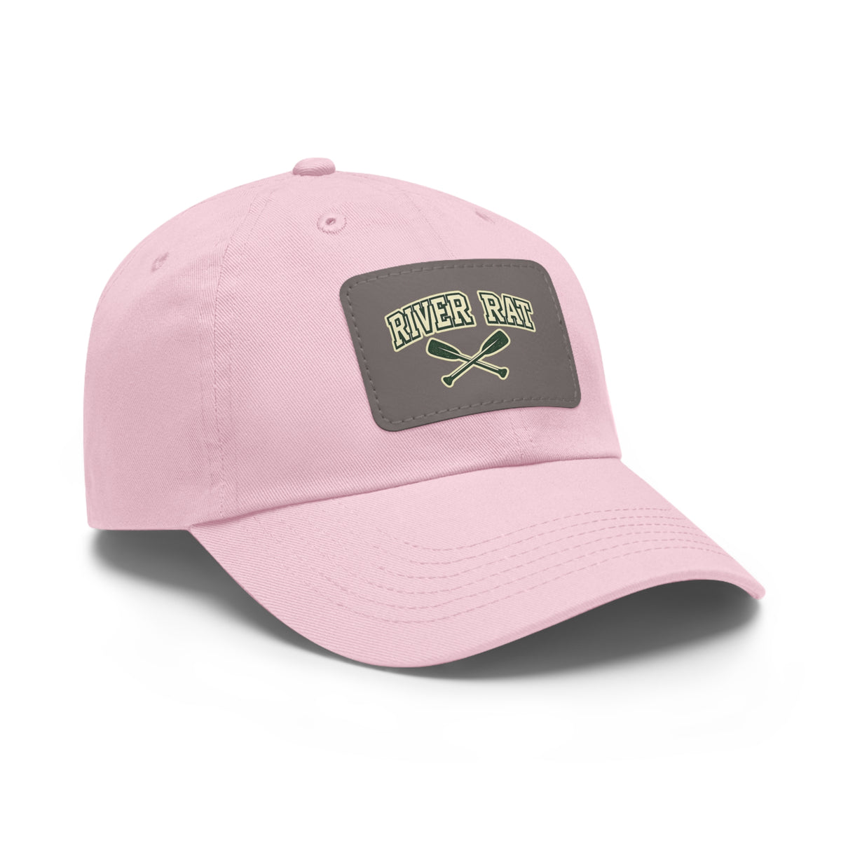 River Rat Leather Patch Dad Hat — Vintage Canoe Oars Cap