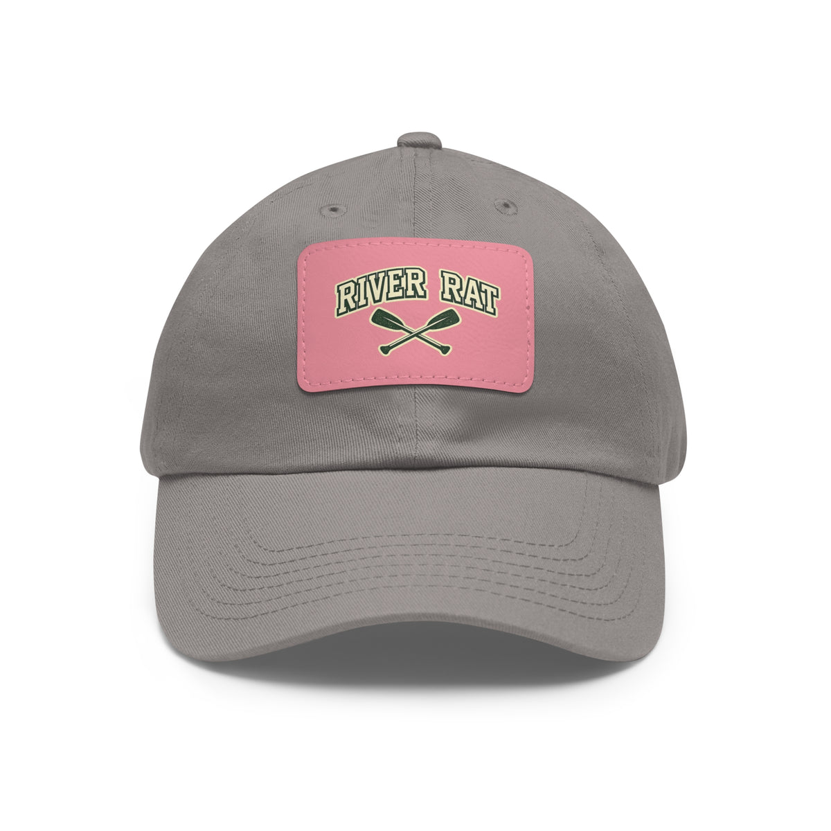 River Rat Leather Patch Dad Hat — Vintage Canoe Oars Cap