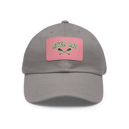 River Rat Leather Patch Dad Hat — Vintage Canoe Oars Cap