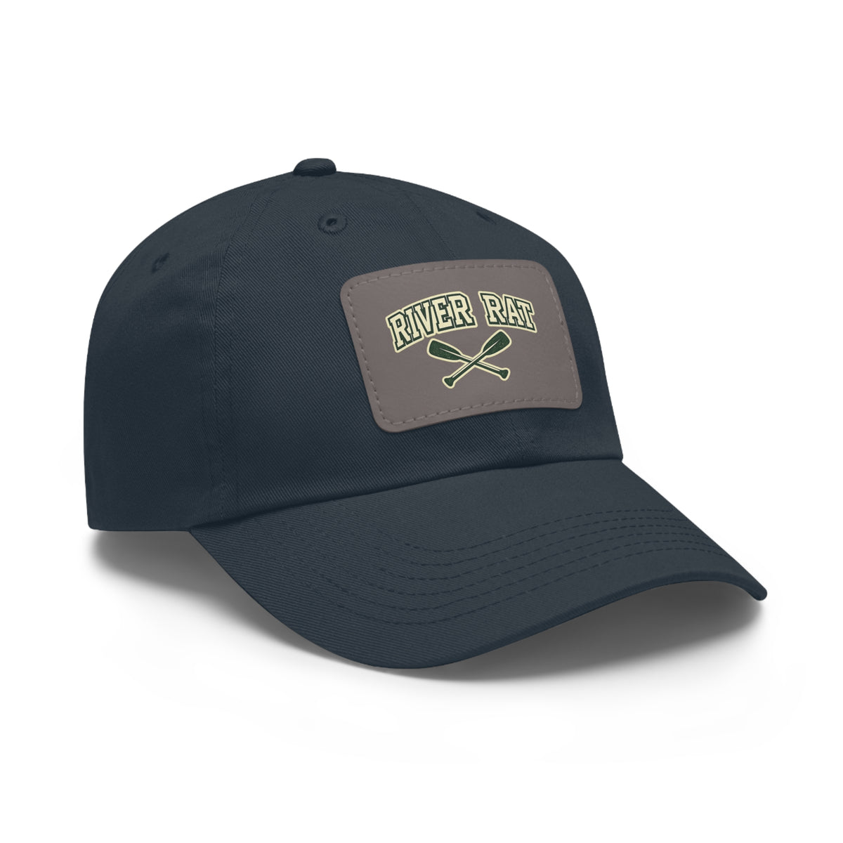 River Rat Leather Patch Dad Hat — Vintage Canoe Oars Cap