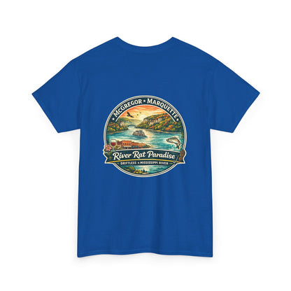 River Rat Paradise T-Shirt — Vintage River Fishing Graphic Tee Design on the back