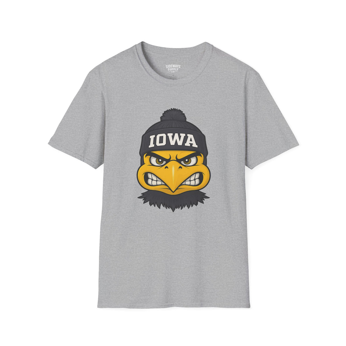Iowa Hawkeye Beanie Mascot T-Shirt — Angry Bird College Fan Tee