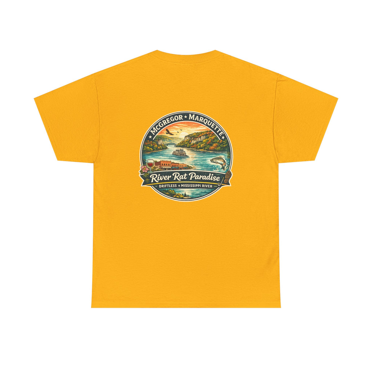 River Rat Paradise T-Shirt — Vintage River Fishing Graphic Tee Design on the back