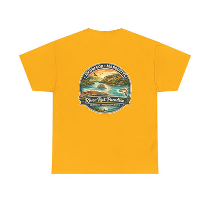 River Rat Paradise T-Shirt — Vintage River Fishing Graphic Tee Design on the back