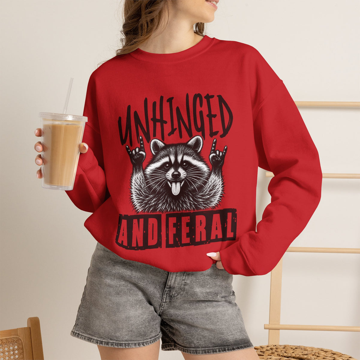 Unhinged and Feral Raccoon Crewneck Sweatshirt