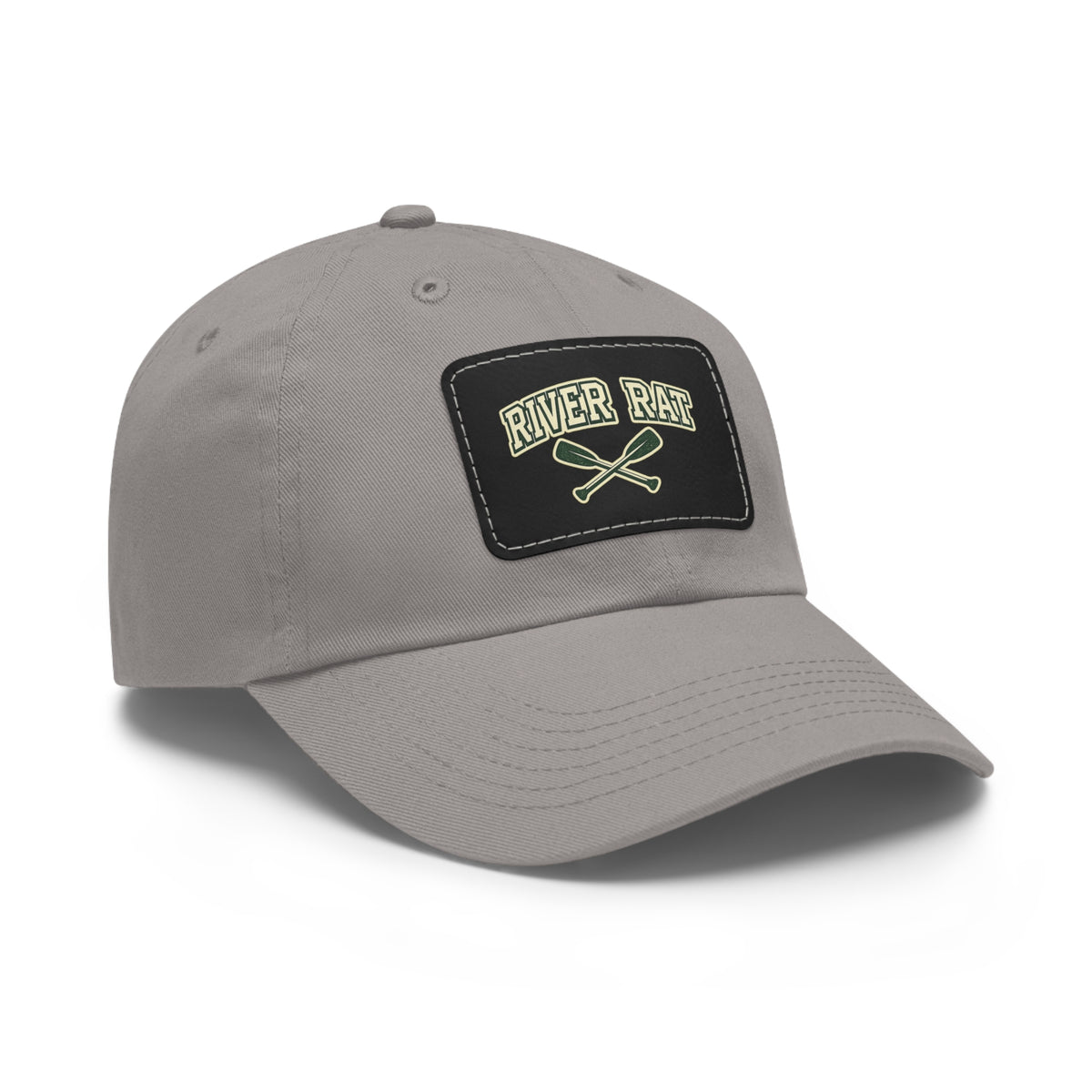 River Rat Leather Patch Dad Hat — Vintage Canoe Oars Cap