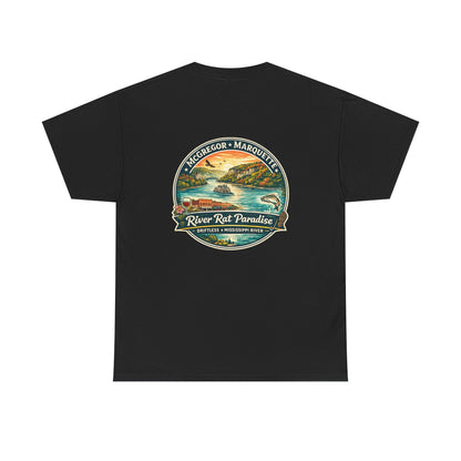 River Rat Paradise T-Shirt — Vintage River Fishing Graphic Tee Design on the back