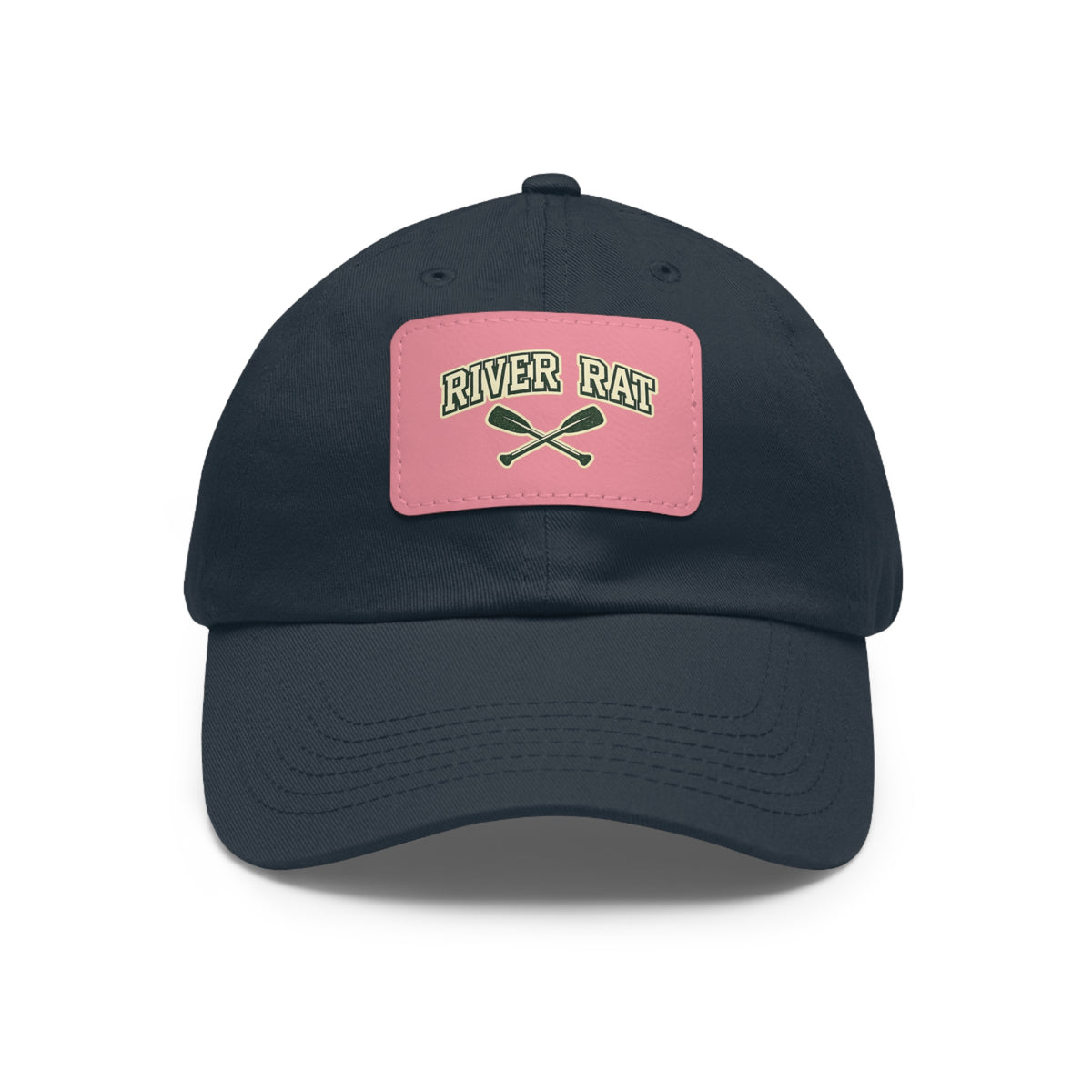 River Rat Leather Patch Dad Hat — Vintage Canoe Oars Cap