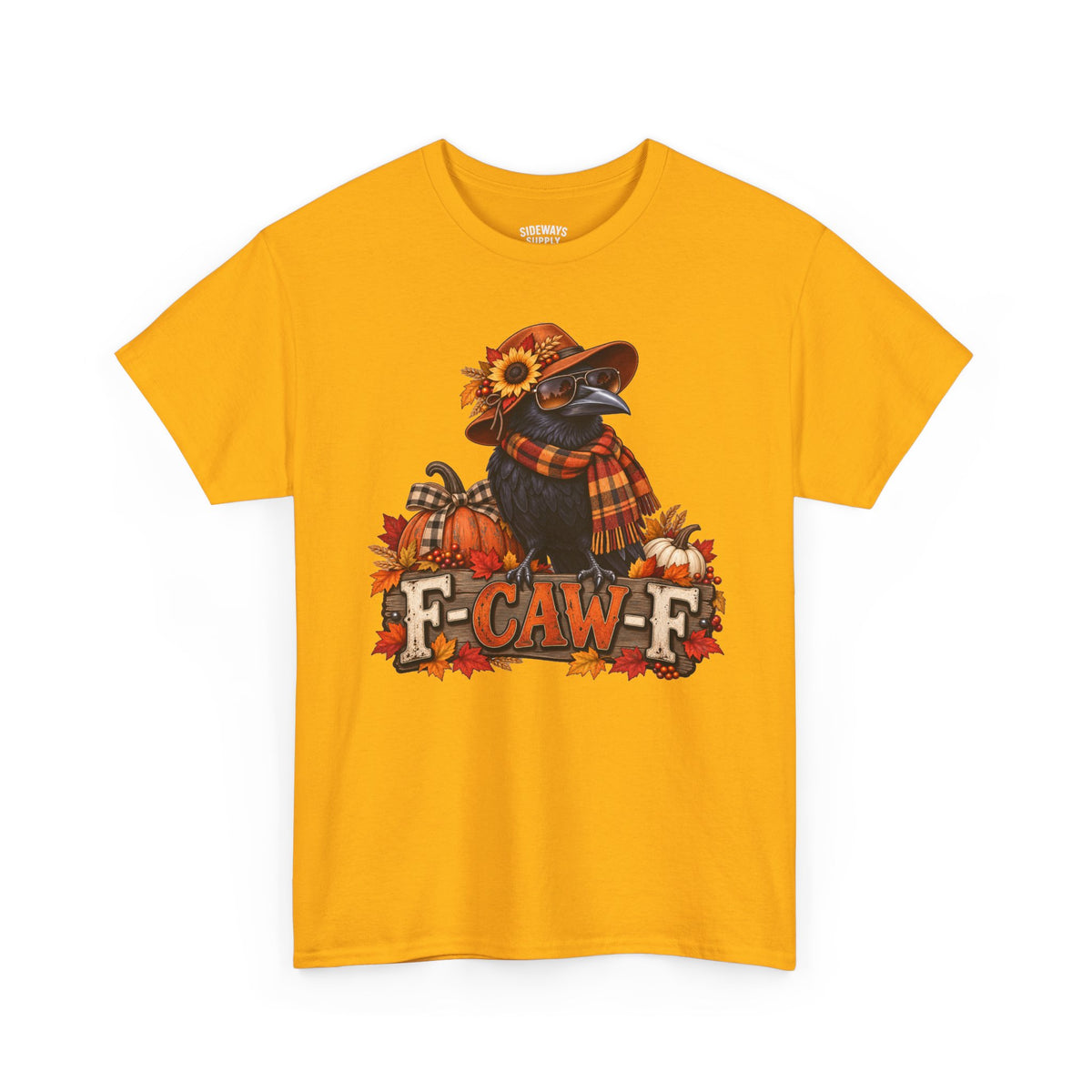 Fall Crow Tee — "F-CAW-F" Autumn Crow Pumpkin Shirt