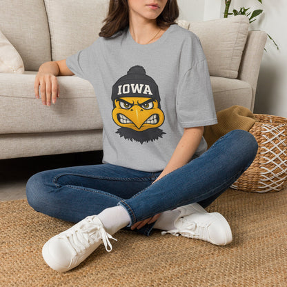 Iowa Hawkeye Beanie Mascot T-Shirt — Angry Bird College Fan Tee