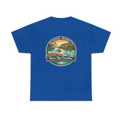 River Rat Paradise T-Shirt — Vintage River Fishing Graphic Tee Design on the back