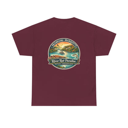 River Rat Paradise T-Shirt — Vintage River Fishing Graphic Tee Design on the back