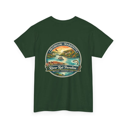 River Rat Paradise T-Shirt — Vintage River Fishing Graphic Tee Design on the back
