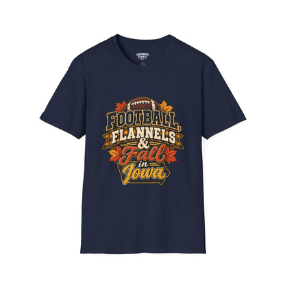 T-Shirt — Football, Flannels & Fall in Iowa Graphic Tee