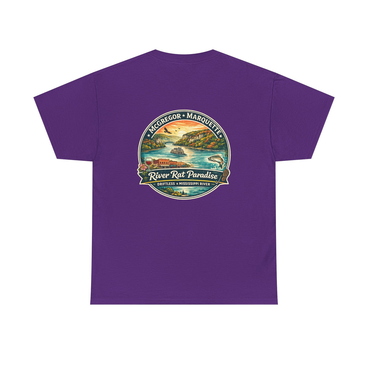 River Rat Paradise T-Shirt — Vintage River Fishing Graphic Tee Design on the back