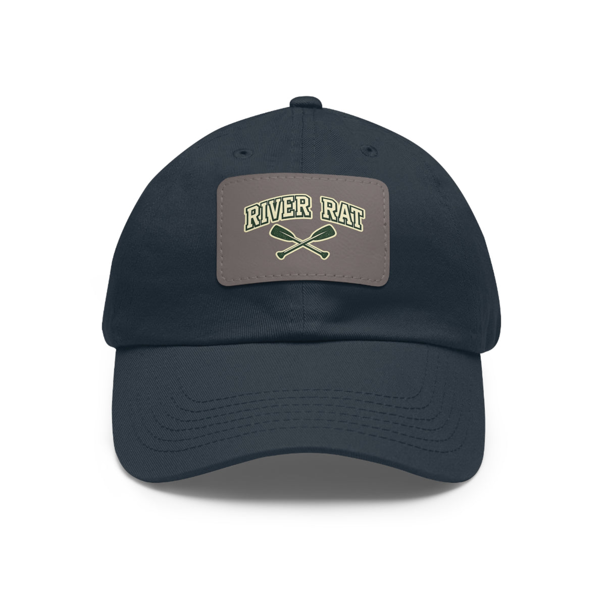 River Rat Leather Patch Dad Hat — Vintage Canoe Oars Cap