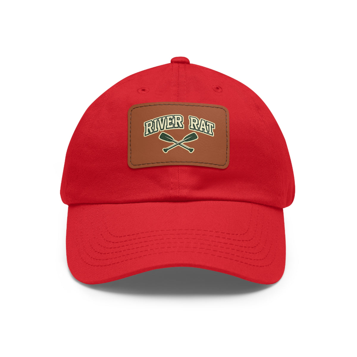 River Rat Leather Patch Dad Hat — Vintage Canoe Oars Cap