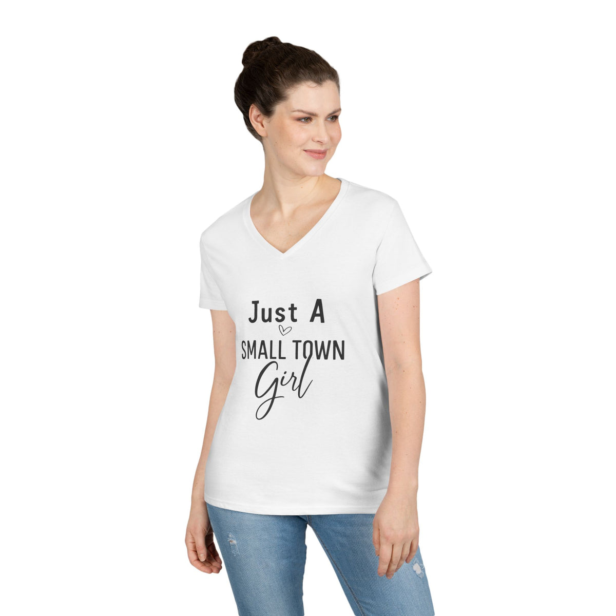 Just a Small Town Girl | V-Neck T-Shirt Rooted in charm. Ready for anything. 🌾