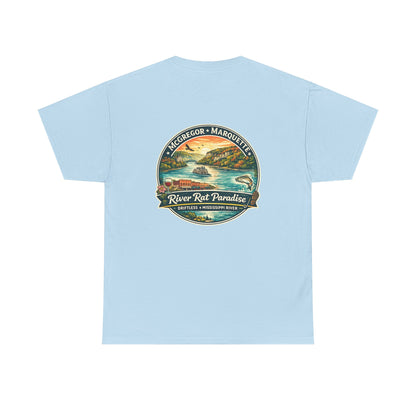River Rat Paradise T-Shirt — Vintage River Fishing Graphic Tee Design on the back