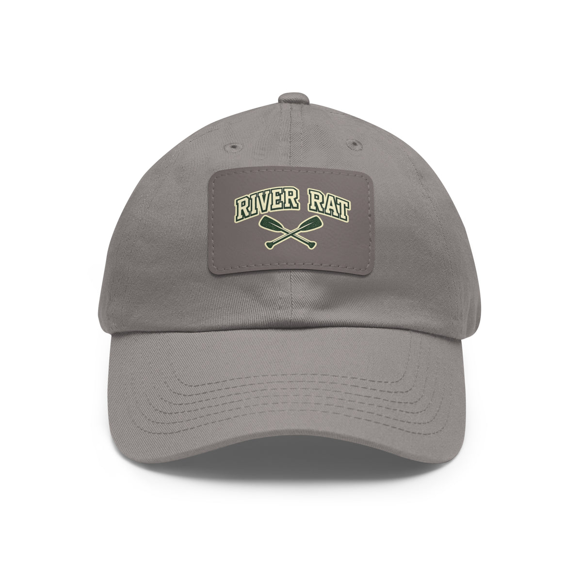 River Rat Leather Patch Dad Hat — Vintage Canoe Oars Cap