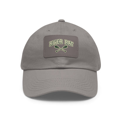 River Rat Leather Patch Dad Hat — Vintage Canoe Oars Cap