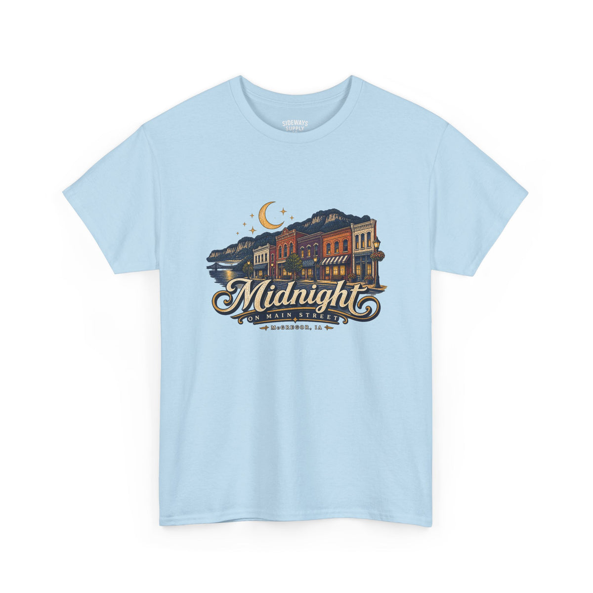 Midnight Main Street Tee – Vintage Nightscape Graphic T-Shirt