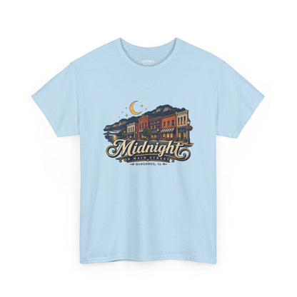 Midnight Main Street Tee – Vintage Nightscape Graphic T-Shirt