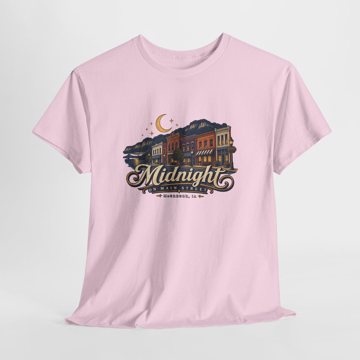 Midnight Main Street Tee – Vintage Nightscape Graphic T-Shirt