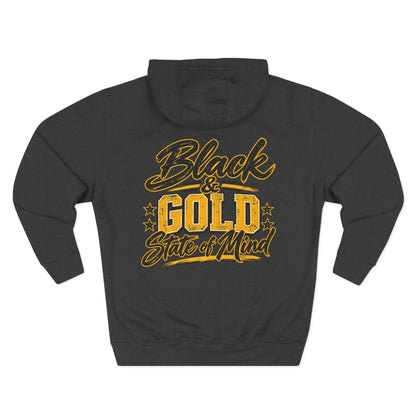 Black & Gold State of Mind Hoodie — Team Spirit Fleece Pullover