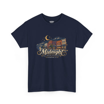 Midnight Main Street Tee – Vintage Nightscape Graphic T-Shirt