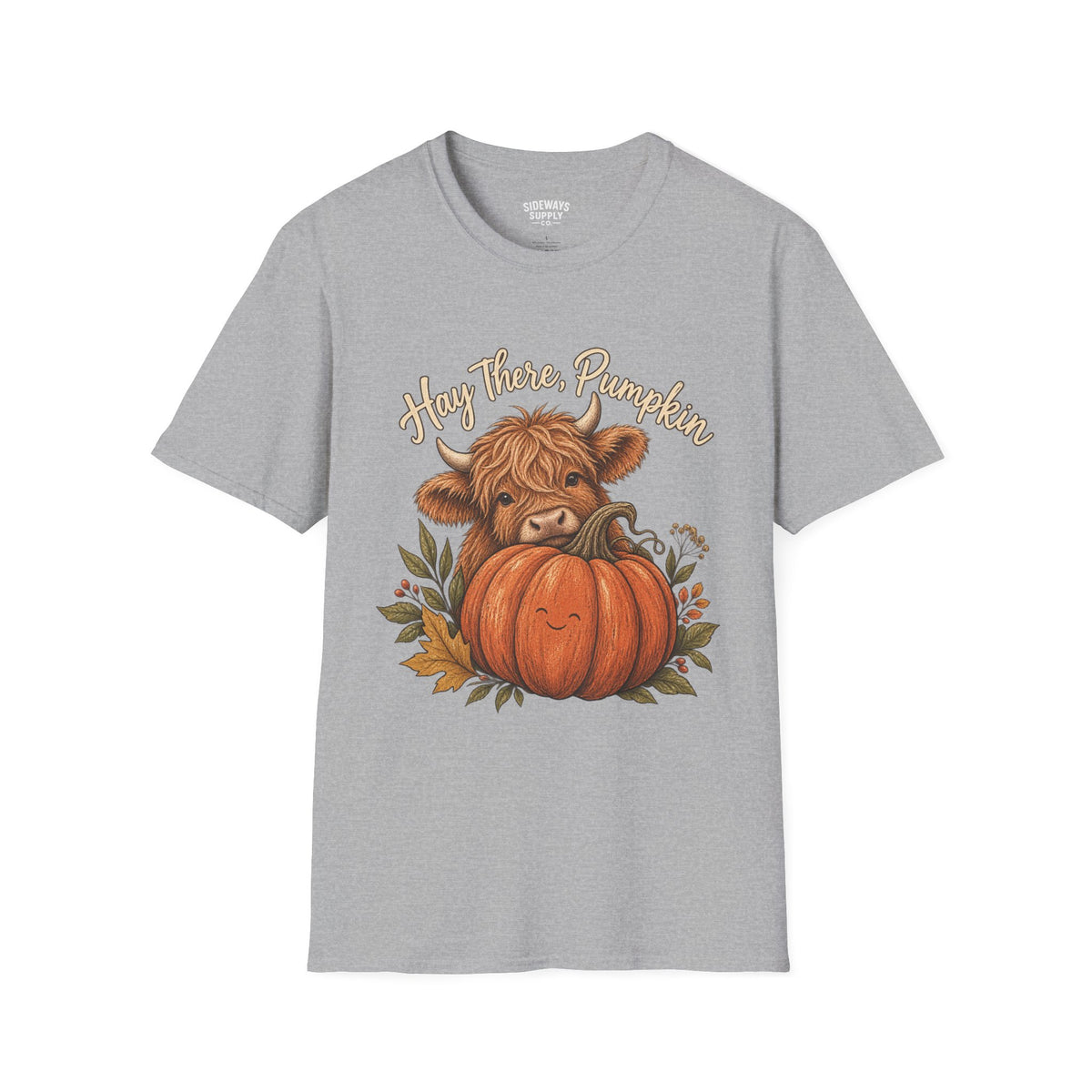 Hay There, Pumpkin Tshirt — Cute Highland Cow & Pumpkin Fall Tee