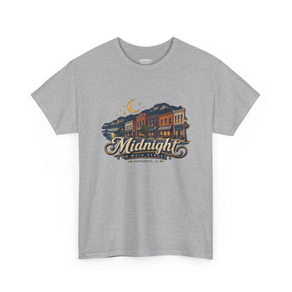 Midnight Main Street Tee – Vintage Nightscape Graphic T-Shirt
